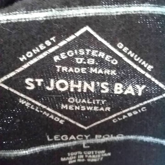 Mens Black Gray St. John's Bay Long Sleeve Polo Lg - Picture 6 of 6